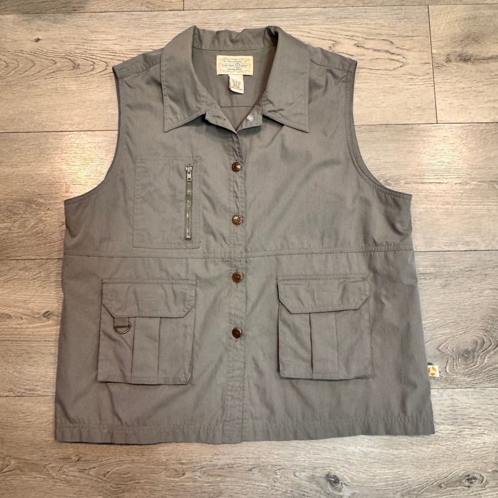 Cherokee Traveler Gear Mens Utility Vest Olive Size Large L Zip Cargo Outdoor